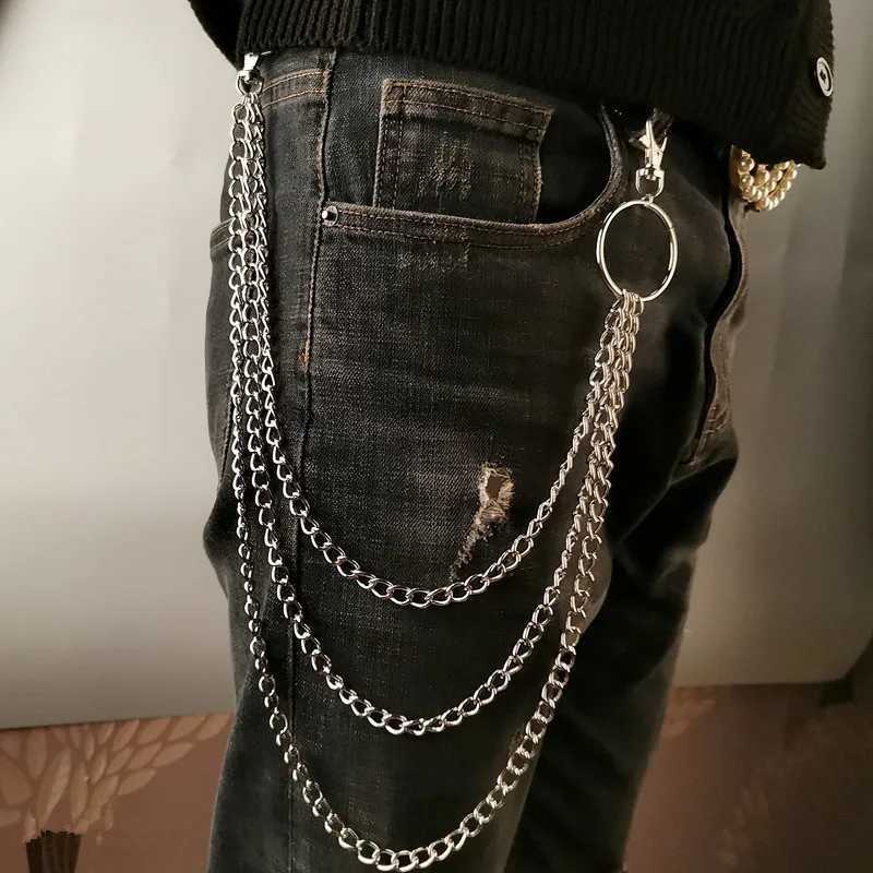 Metal Belt Chain HipHop Rock Punk Hook Trousers Pants Waist Link Metal Wallet Chain Keychain Ring Clip Keyring Jewelry Y250515