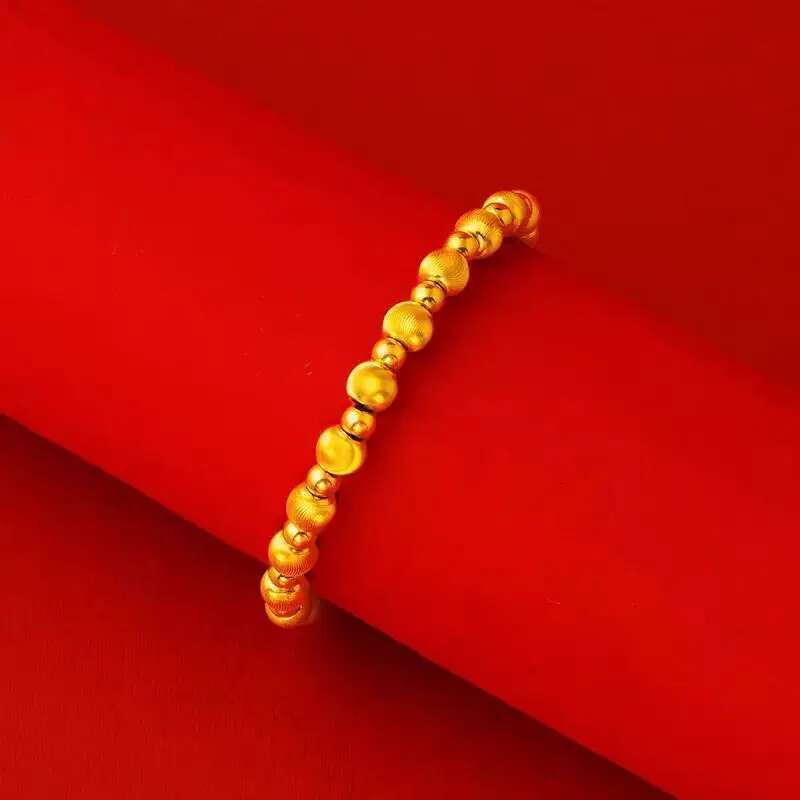 Dubai Gold Color 6Mm Cat Eye Beaded Chain Bracelets For Women Wristband Adjustable Waterproof Jewelry Party Gif