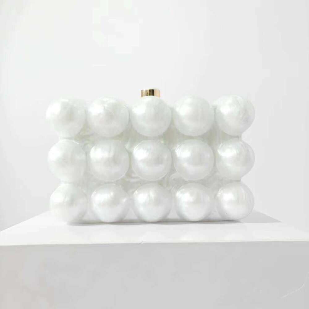 French Wave Pearl Egg Shell Fashionable Crossbody Single Shoulder Acrylic Dinner Bag