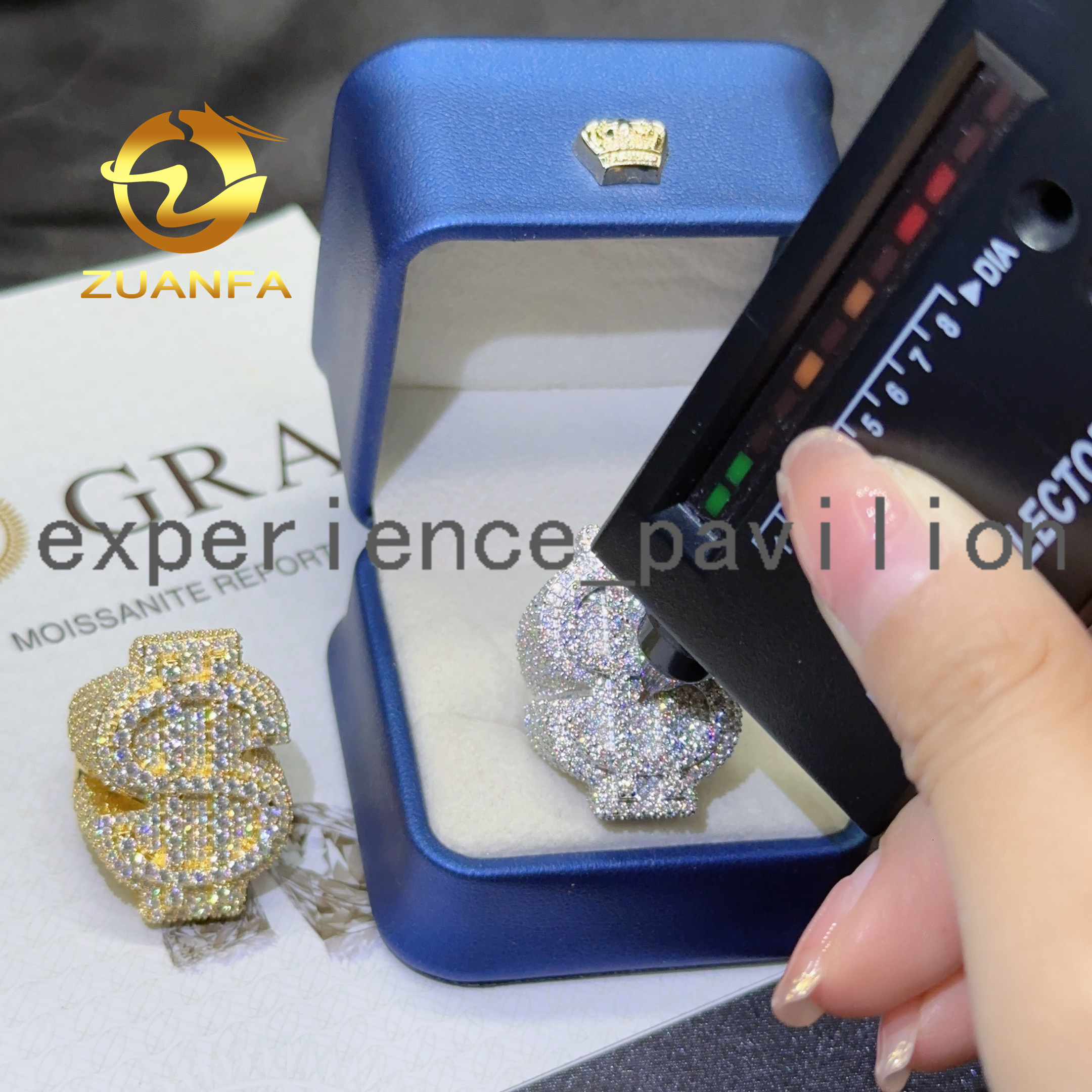 Jewelry Gold Plated Vvs Moissanite 925 Sterling Rapper Rings for Men Hip Hop Ring US Dollar Moissanite Ring