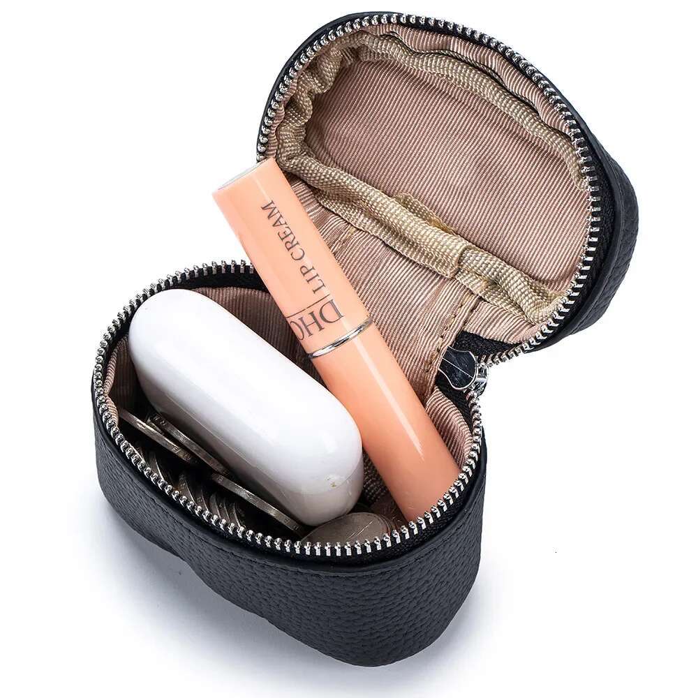 New Women's Genuine Leather Compact Halterneck Coin Purses Simple And Portable Makeup Storage Bag Mini Headphone Bags