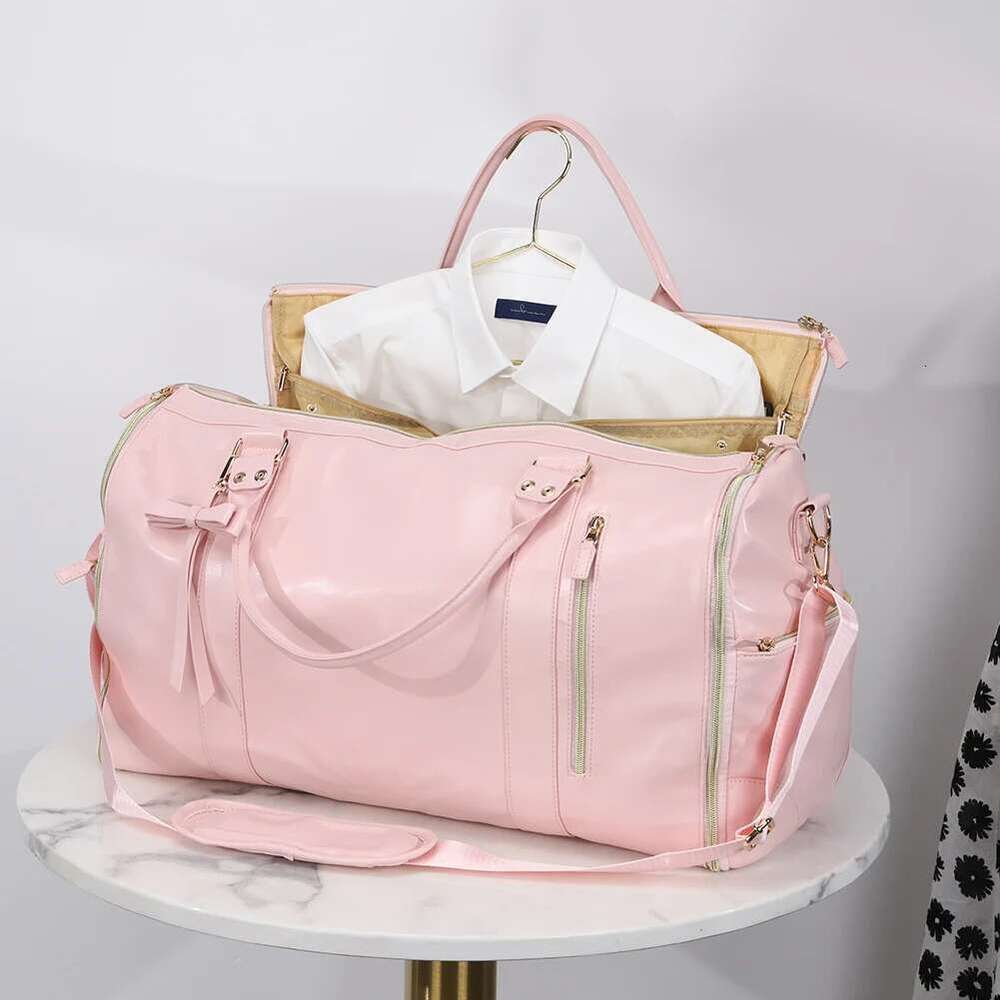 Convertible Garment Large Capacity Suit Travel Foldable PU Leather Duffle Bag for Business