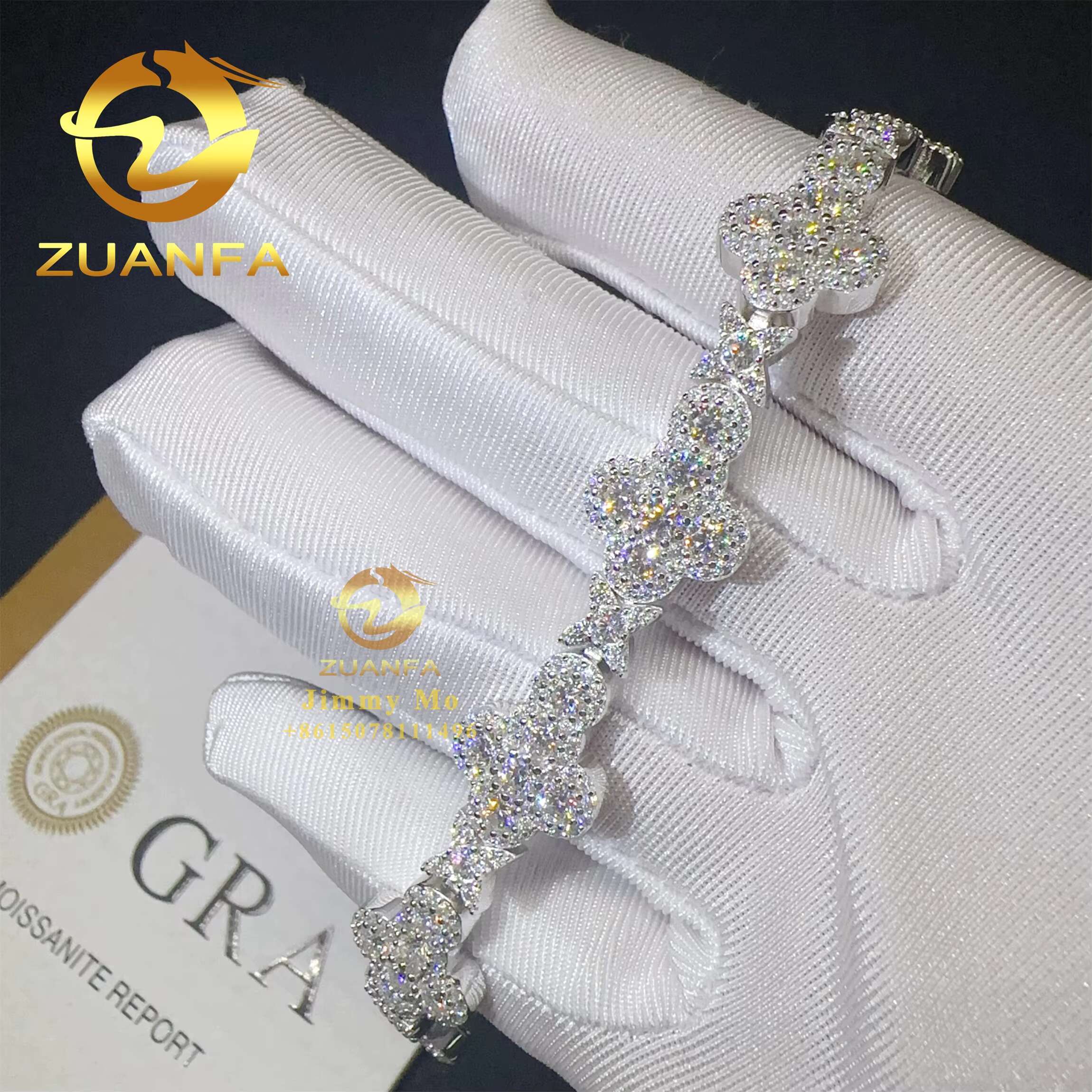 Popular New Arrivals Bulk Stock 10mm 13mm 925 Silver Iced Out Hip Hop Jewelry VVS1 Moissanite Diamond Cross Cuban Bracelet Men