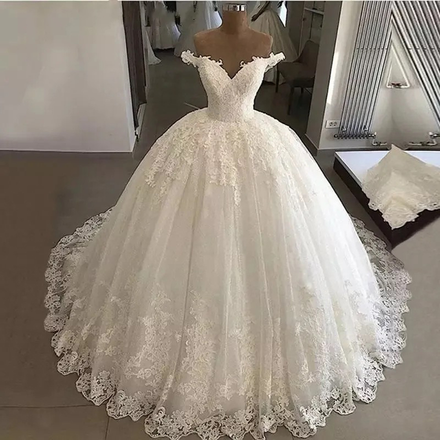 Vintage Vestidos Novia Casamento 2025 Bridal Gowns Ball Gown Lace Applique Wedding Dress Robe De Mariee Trouwjurk