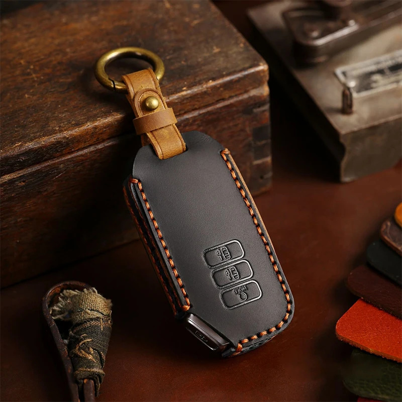 Car Key Case Cover Genuine Leather Keychain Accessories for Kia Ev6 Seltos K5 Sorento Mq4 7 Button Keyring Holder Shell 250515