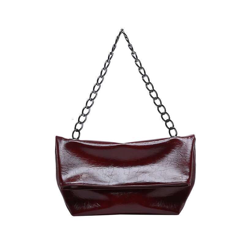 Bury Women Chain Shoulder Side PU Leather Handbag And Purse Fashion Brand Lady Flap Sling Daily Commuting Bag