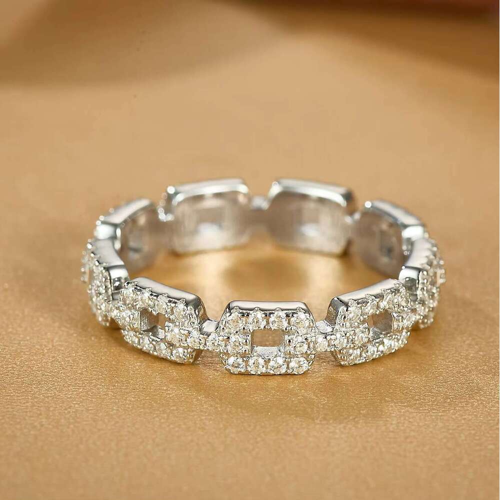 Pure silver eternal Cuban ring certified VVS1 silica chilled hip-hop style men's and women's wedding accessories