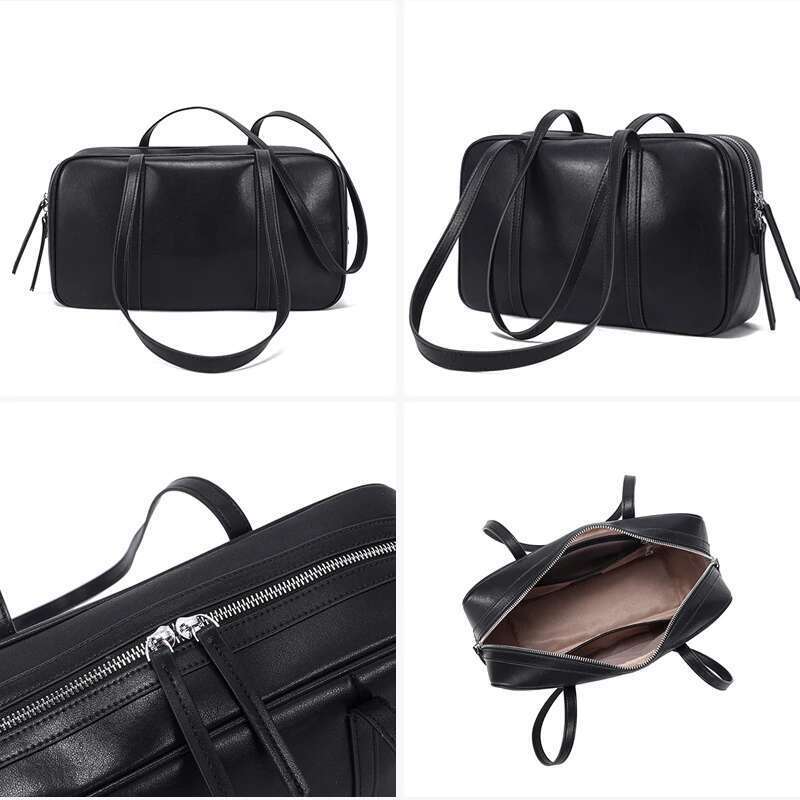 Women Cowhide Genuine Leather Shoulder Bags Ladies Fashion Designer Handbags Female Retro Commute Boston HandBag for lady