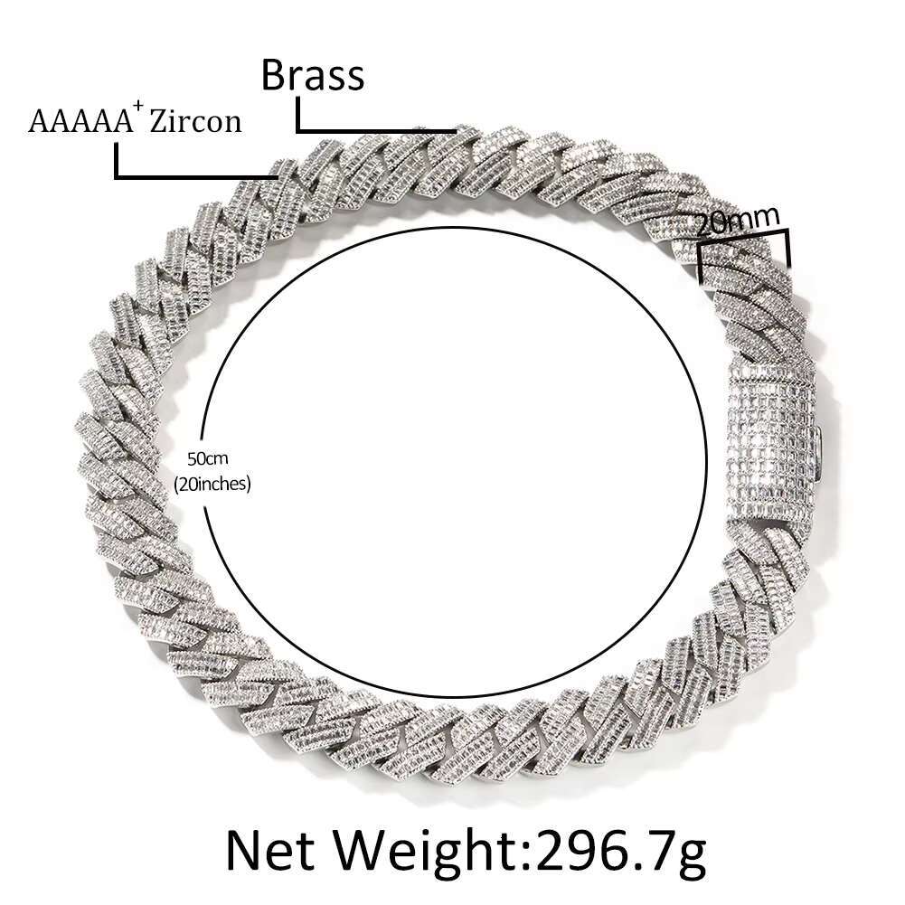 Men's Hip Hop Double Row Zircon Cuban Necklace Gold Plated Link Chain Weddings Parties Copper Fashion Jewelry Necklaces