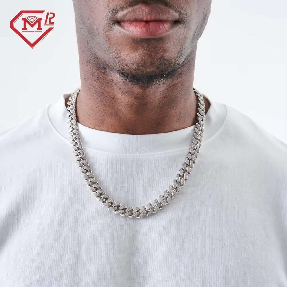 Hip hop Iced 2 Rows VVS12 Millimeter Sier Silica Cuban Chain