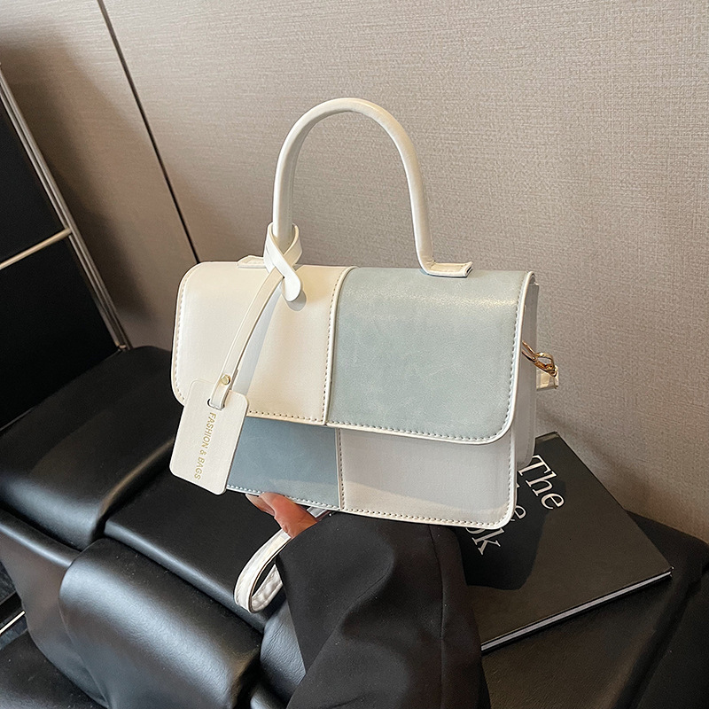 Niche Design New Free Luxury Bag Delivery Designer Bag Color Blocking Splicing Handheld Small Square 2025 New Texture Crossbody Fashionable Single Sho