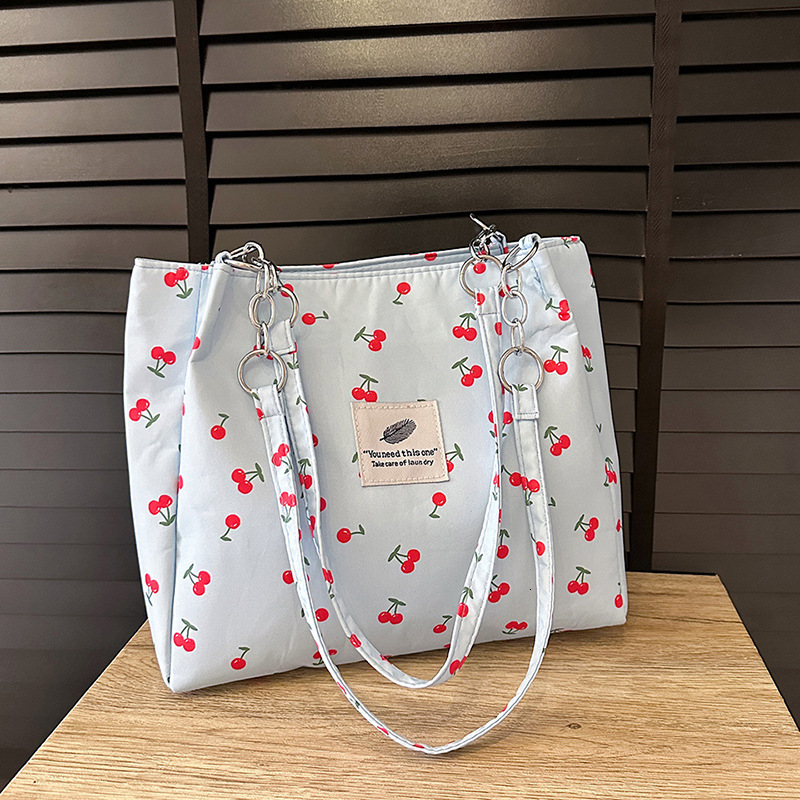 Free Delivery Designer Bag Fashion Fresh Cherry Printed Tote 2025 Winter Large Capacity Elegant Versatile Women's Bag Luxury Bag