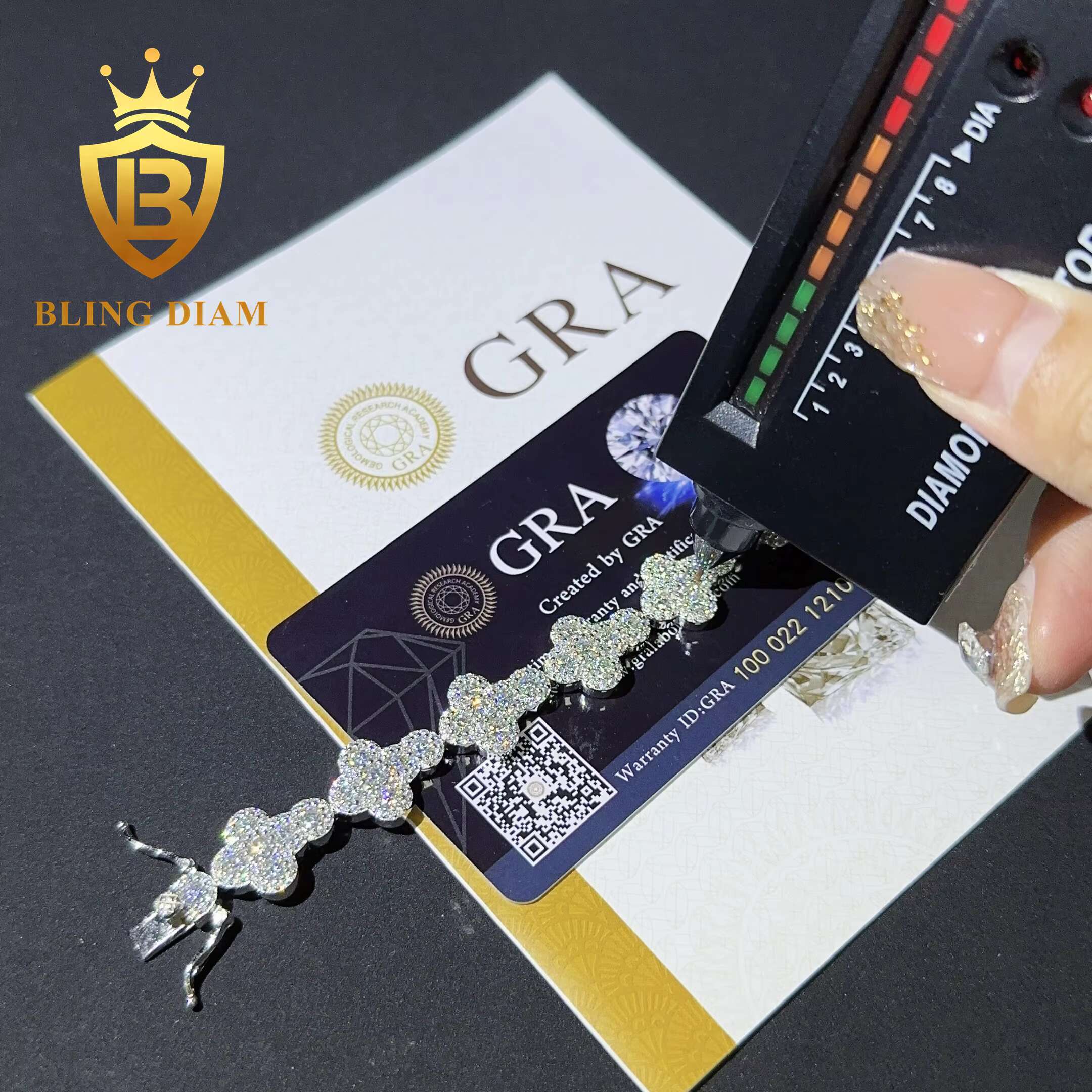 Iced Out Hip Hop Jewelry Custom Cross Design Moissanite Diamond Fashion Cuban Link Chain Bracelet for Men and Women Pass test