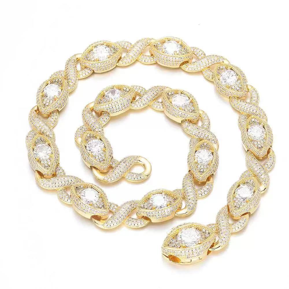 New Stock 925 Sterling Silver Gold Plated Hip Hop Jewelry Custom Colored Infinity Moissanite Cuban Bracelet Cat Eye Bracelets