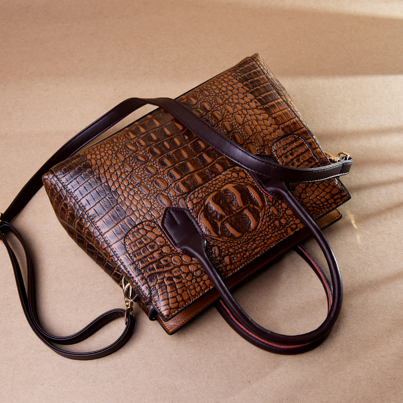2025 Designer Crocodile-Embossed Tote Bag - Oversized Structured Shoulder Bag for Women, Luxury Work & Travel Crossbody Purse Free Shipping