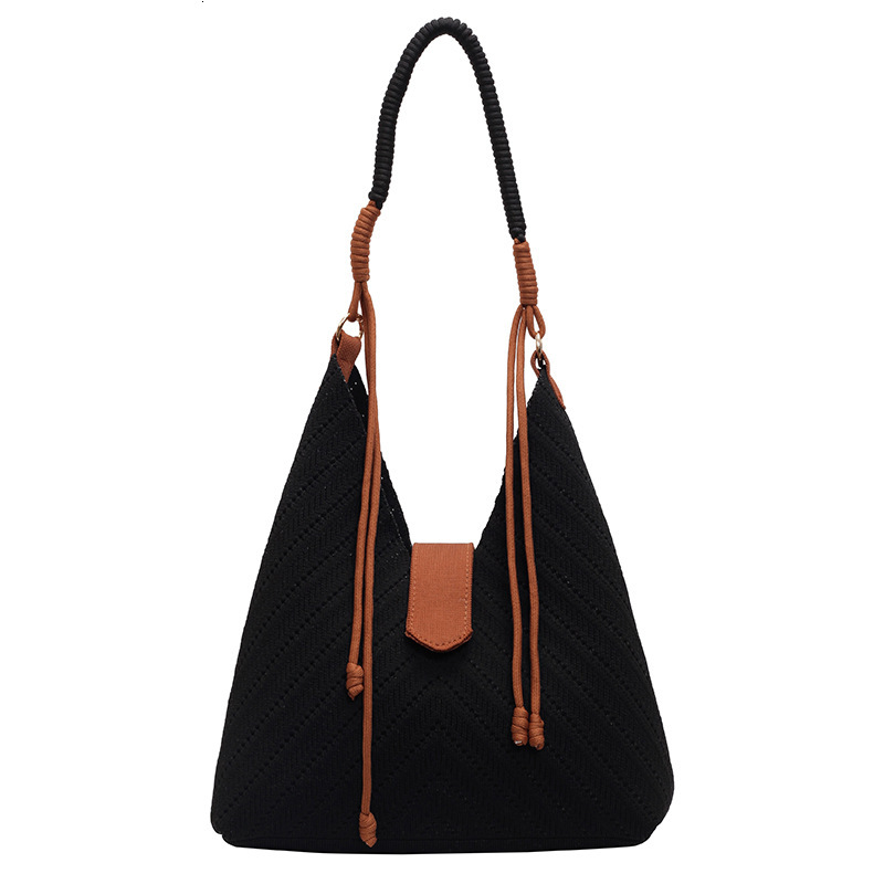 New fashion trend, simple temperament, woven armpit tote bag, women's multifunctional designer, high beauty, lightweight shoulder bag, knitted to