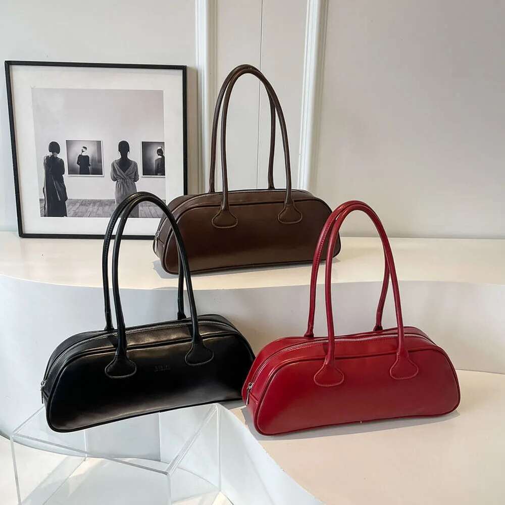 Women Fashion Large Capacity PU Leather Vintage Armpit Bags Solid Color Retro Commuting Single Shoulder Bag