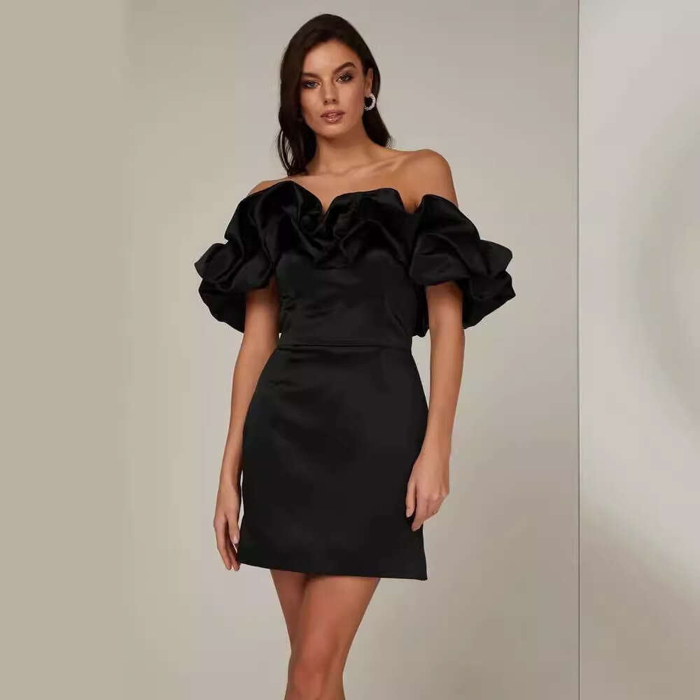 White Dress Maxi Dress 2024 Summer Celebrity Women's With Ruffle Edge Sexy Oblique Shoulder High End Elegance Dress KQ