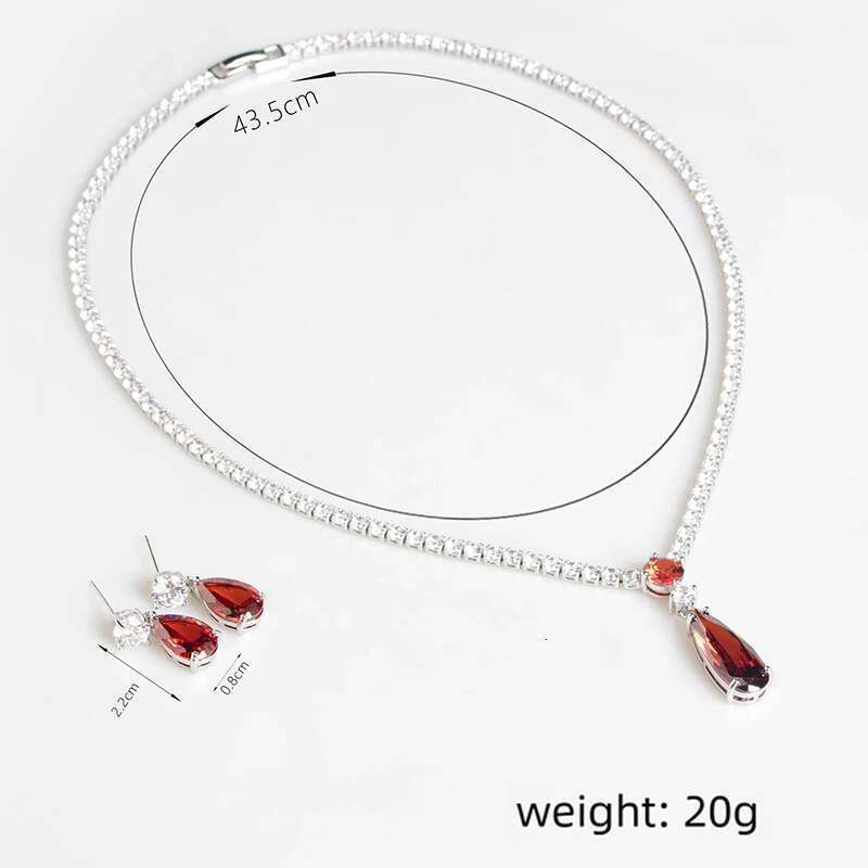 Fashionable Red Water Droplets Bride Micro Set Zircon Women's Light Design Vintage Elegant And Simple Collarbone Chain
