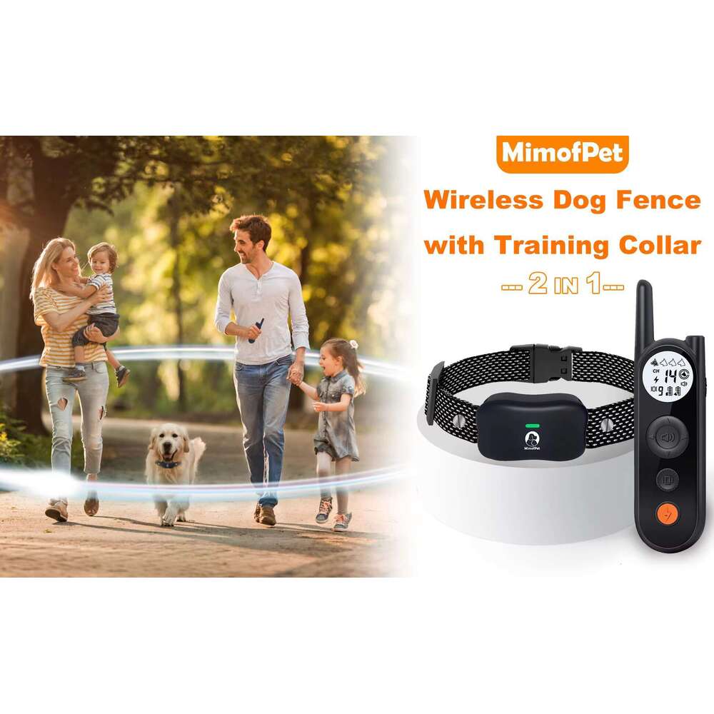 Mimofpet Brand 1800 Meters 6000 Feet Outdoor Pet Invisible Dog Wireless Electric Remote Fence for 4 Dogs