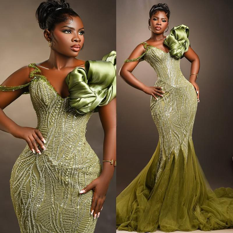 2025 Plus Size Aso Ebi Prom Dress Mermaid Prom Dresses Evening Formal Gowns V Neck Beaded Lace Flora Birthday Dress Second Reception Gowns For Black W