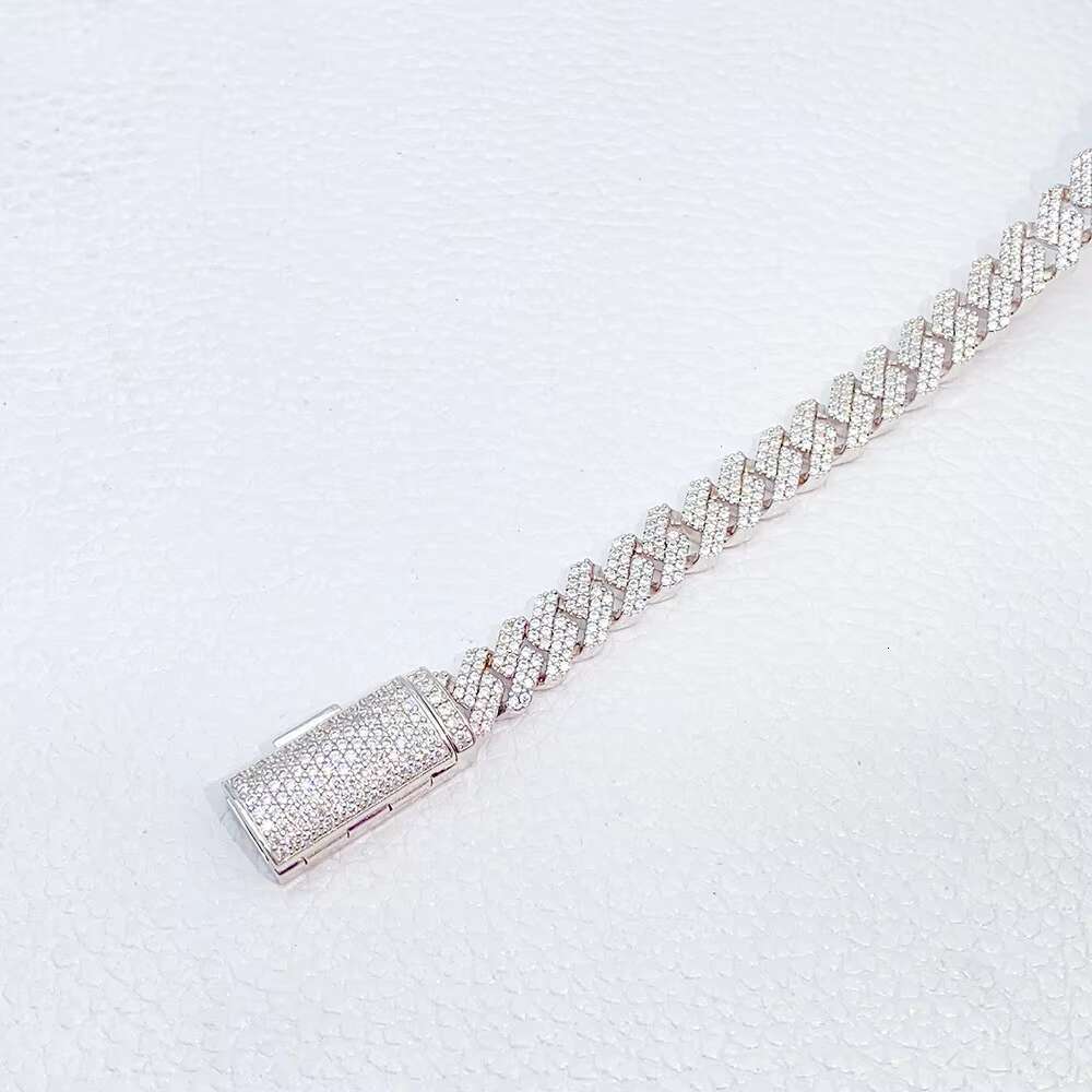 Trendy Cuban Chain Necklace Moissanite 8mm Diamond Iced Out Personalized Necklace 925 Sterling Silver