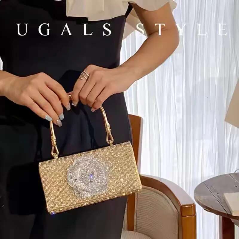 Glitter Shiny Dia Square Fashion Floral Women's Handbag Bling Evening Wedding Party Clutch Purse Shoulder Bag