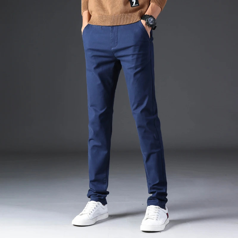 KSTUN Spring Summer Casual Pants Men Cotton Slim Fit Chinos Fashion Trousers Male Clothing Basic Mens 250515