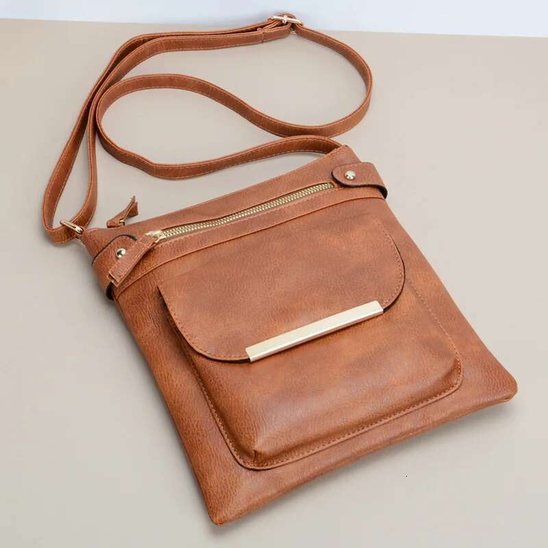 Vintage Solid Faux Leather Crossbody Bags For Women Square Flap Shoulder Bag Metal Decor Ladies Handbags Festival Gift
