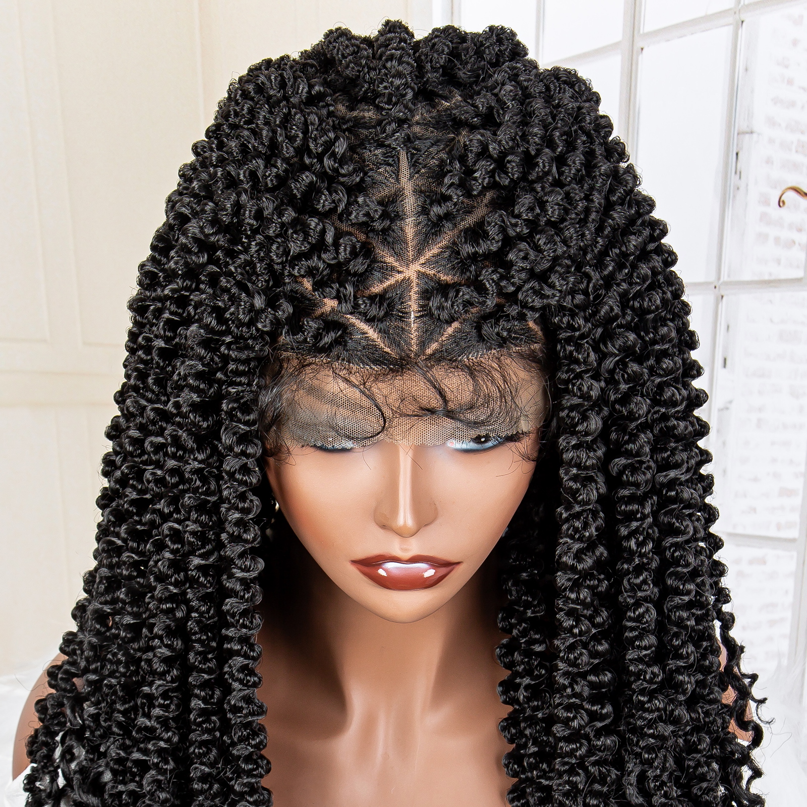 18 Inch Twist Braided Wigs Synthetic Full Lace Braided Lace Wigs Knotless Box Braided Wigs with Baby Hair for Black Women