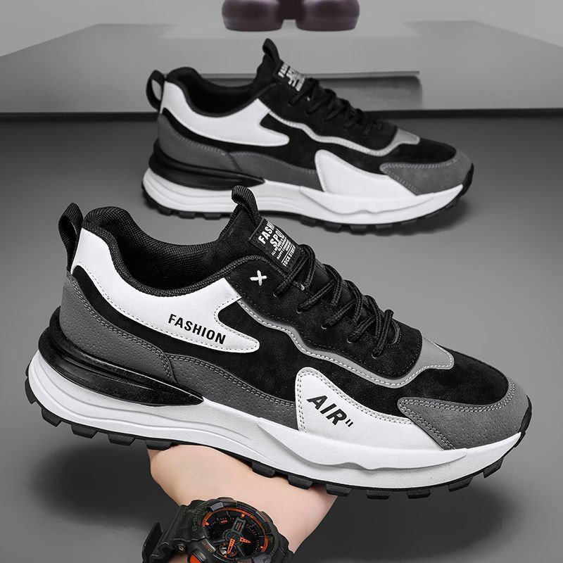 Brand Men's 2025 New Spring Leather Face Work Safety Running Sports Dad Shoes