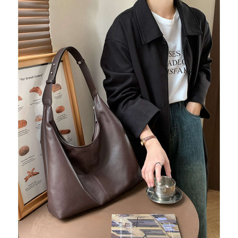 Tote Bag Soft Sheepskin Tote For Women New High End Style Hobo Leather Shoulder Bag Large Capacity Armpit Bag KQ
