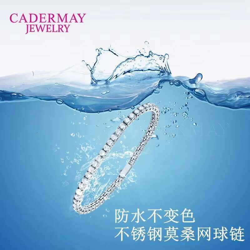 Cadermay Stainless Steel 316L 3mm D VVS1 Moissanite Bracelet Hiphop Iced Out Tennis Link Chain for Gifts