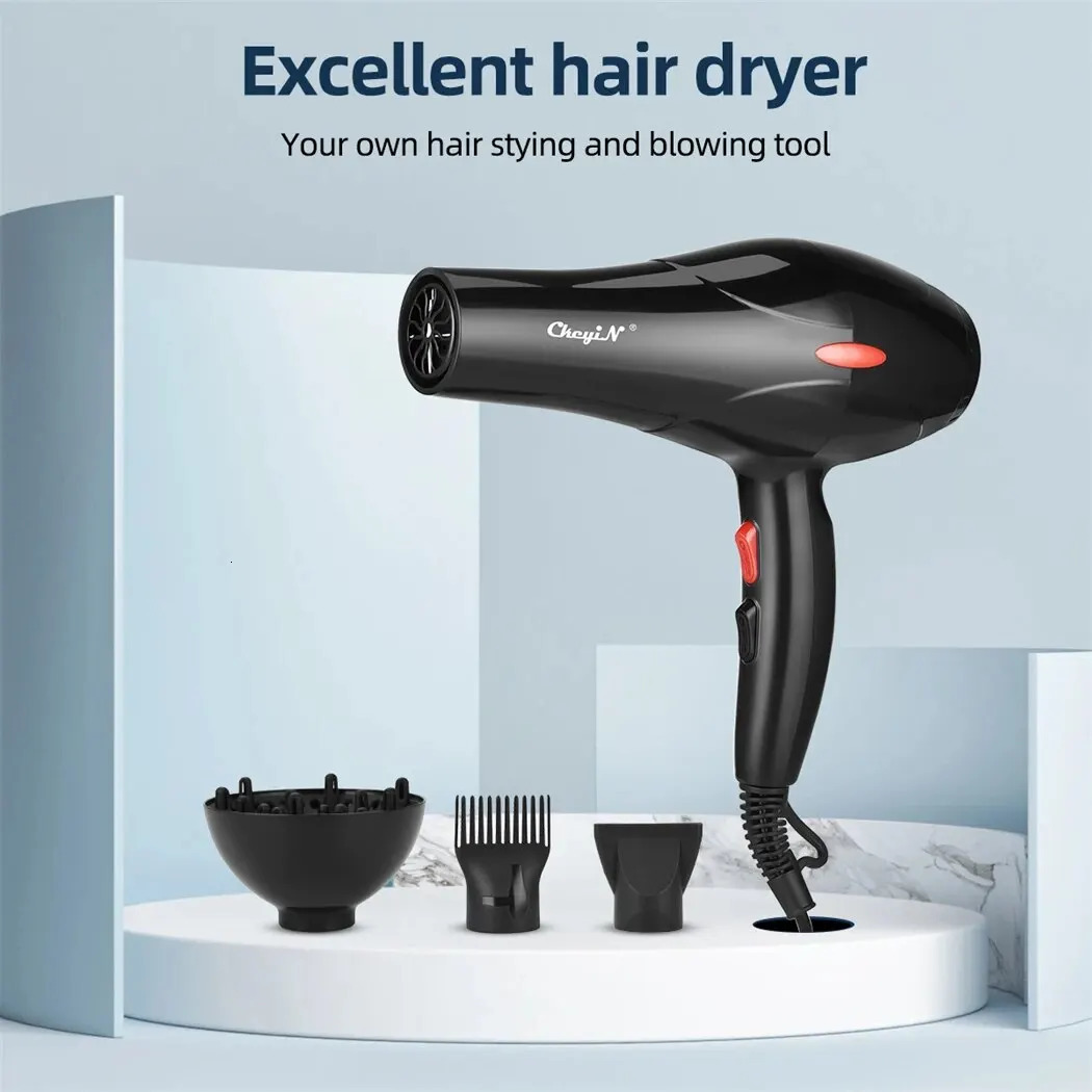 CkeyiN 1600W Hair Dryer Professional Negative Ion Blower Home Use Cold Blow Drying Salon Blower Diffuser Concentrator Nozzle 250513