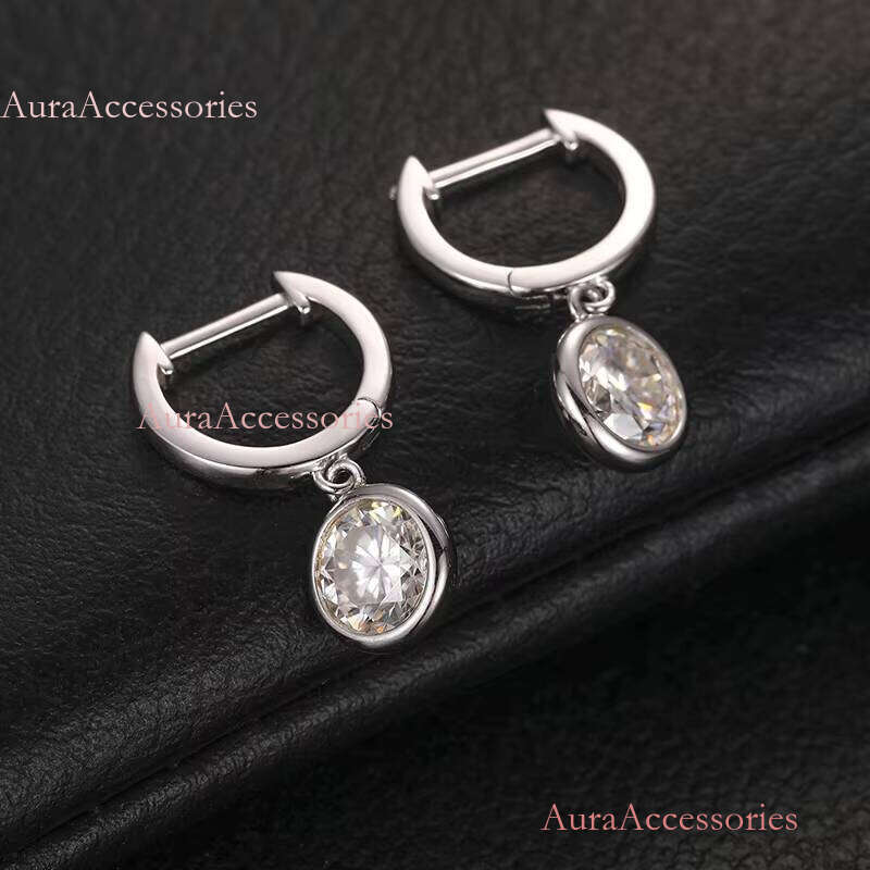 Fine Wedding Jewelry New Arrival White Gold Plated Sterling Sier 1ct VVS Moissanite Dia Drop Earrings for Women