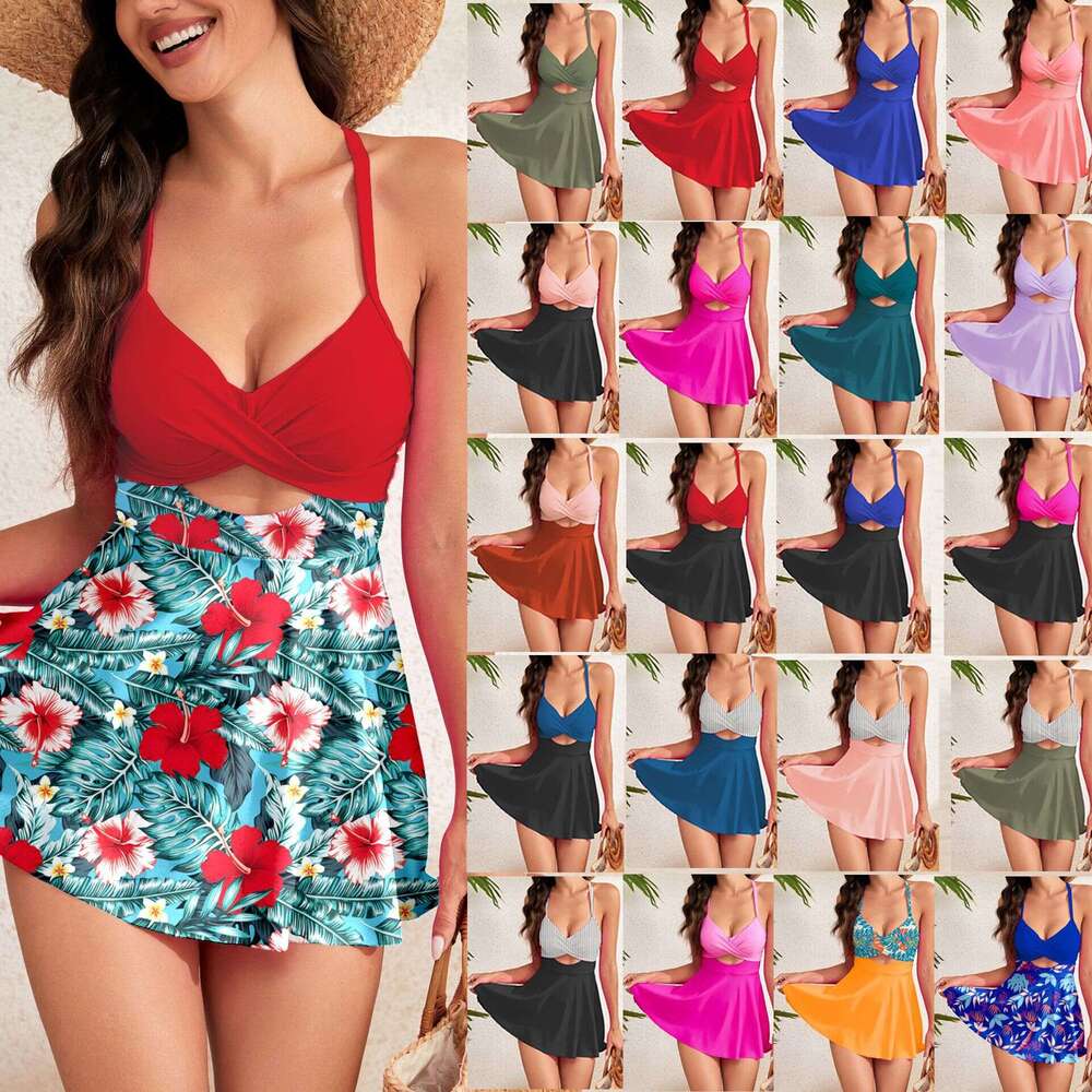 24 year old women's explosive split cross skirt swimsuit Tankini bikini 2025 temperament versatile new trendy clothing ins