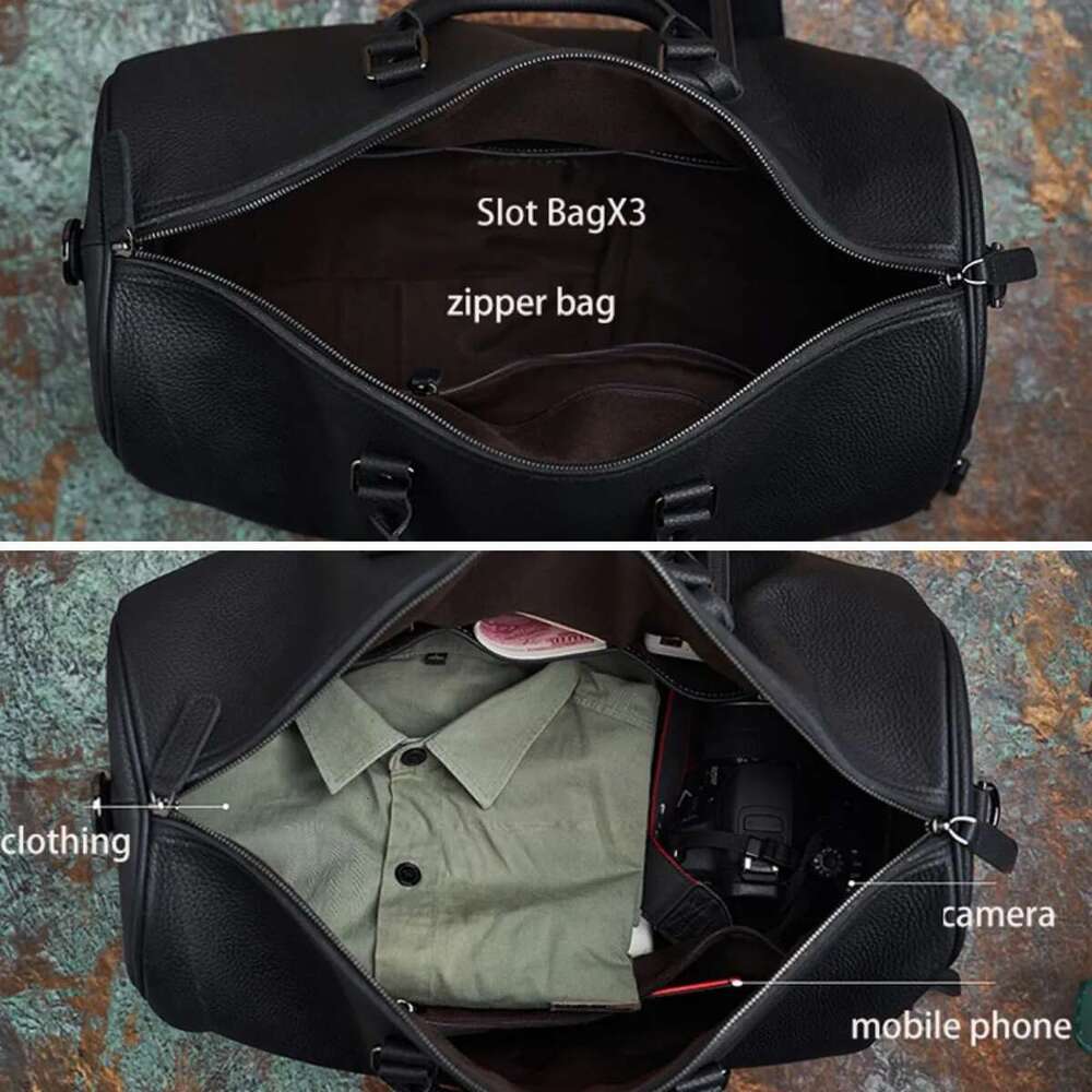 NASVA Leather Duffle Men's Travel Handbag Weekend For Men Business Messenger Shoulder Bag