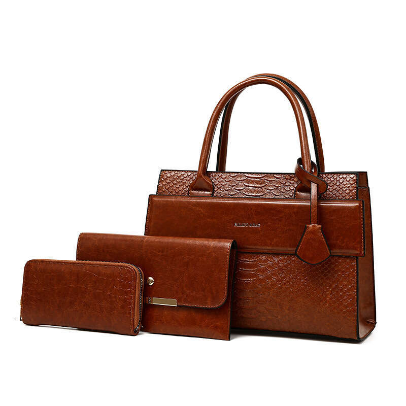 Urban Women's New Simple Crocodile Pattern Single Shoulder Handbag Emed Handheld Crossbody Bag