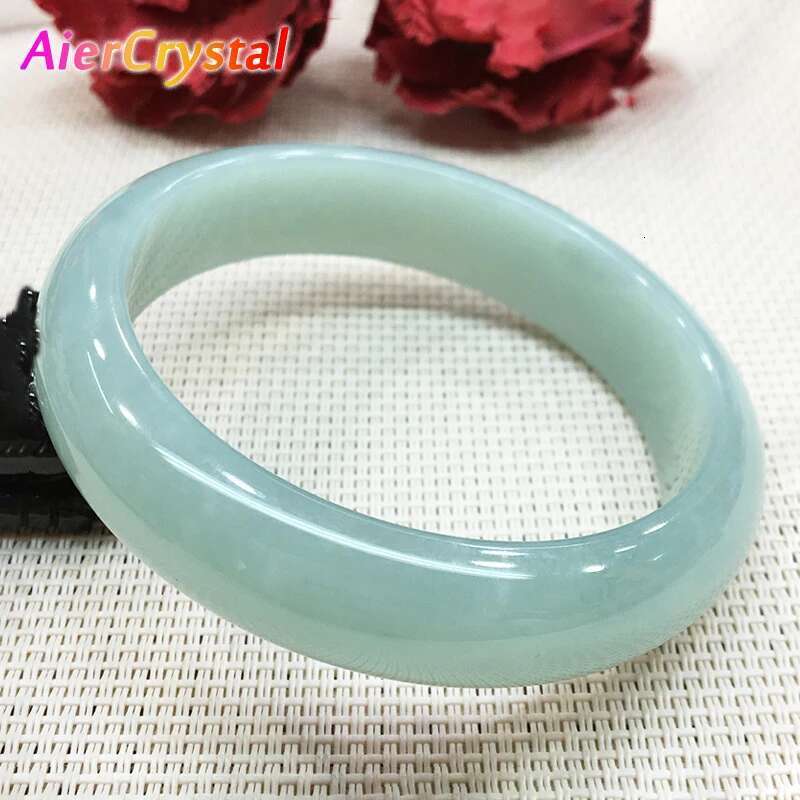 Bracelet Natural Material Ice Jade Bangle Women Jewelry Light Green Fashion Bangle Lucky Stone Crafts Gift For Mother