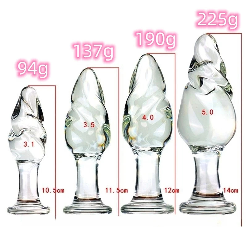 VaHppy Glass Anal Plugs Sex Toys Threaded 4 Styles SM BDSM Large 14*5CM Adult Products for Couples Masturbator Dilation Training 250515