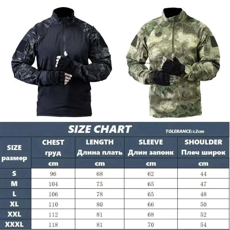 Tactical Shirts Combat Shirt Men Clothing Long Sleeve T-Shirts Breathable Airsoft T-shirt Camo Quick-dry Paintball T-Shirt Tops