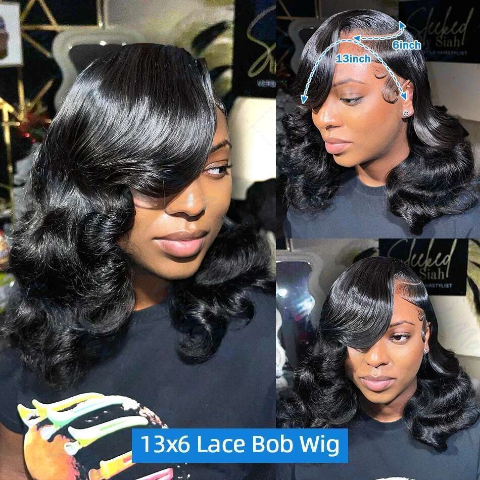 250 Density Body Wave Short Bob Human Hair Wigs Hd 13X4 13X6 Frontal Glueless Pre Plucked 5X5 Lace Closure Wig For Women