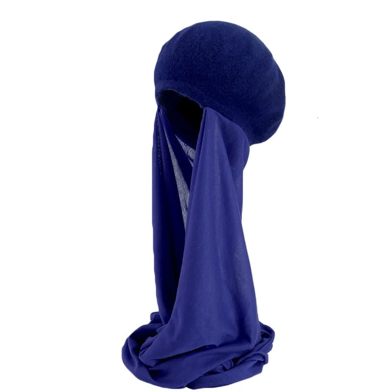 Autumn Winter Muslim Women Beret With Scarf Shawl One Piece Convenient Arab Cap Fashion Ladies Party Hijab Hat Headwear 250514