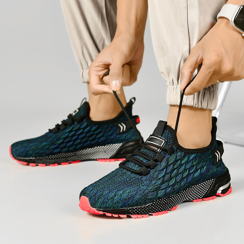 Large Size Fly Woven Mesh Breathable Shock Absorbing Sports Shoes Men S Casual Travel Casual Shoes Fitness Running Shoes Ddmysaturn
