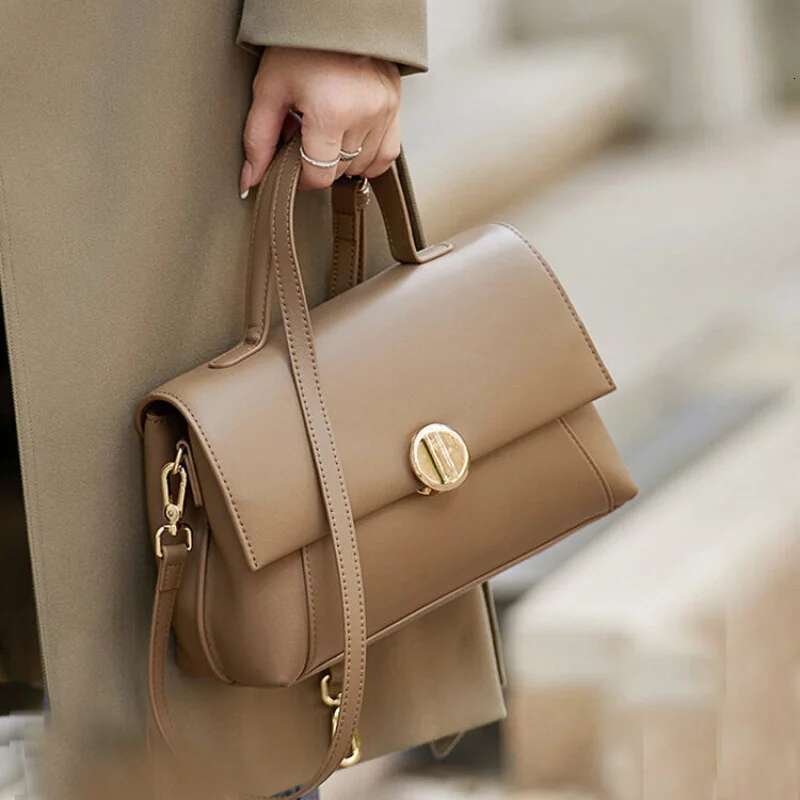 Genuine Leather Women's Cowhide Fashionable Version High-End Feeling Shoulder Bag Handbag