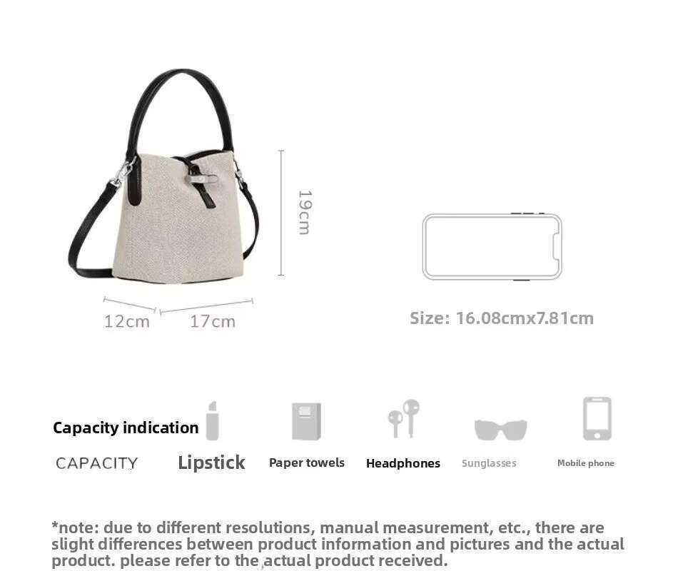 New Dragon Horse Canvas Bucket Bamboo Node Lightweight Shoulder Crossbody Handbag Underarm Small Niche Bag
