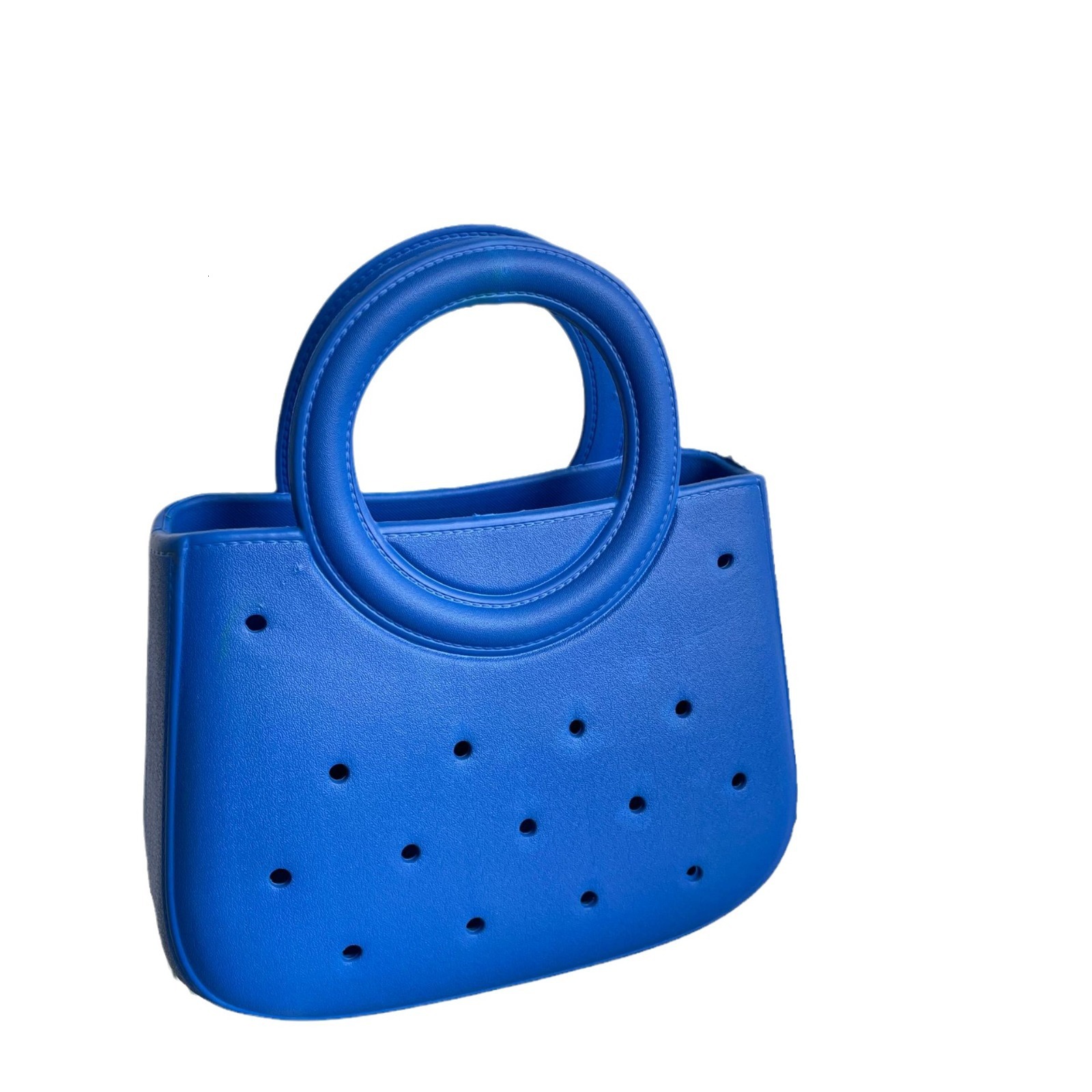 EVA Solid Color Hole Waterproof Storage Vegetable Basket Beach Bag Fashionable Hollow Travel Handbag