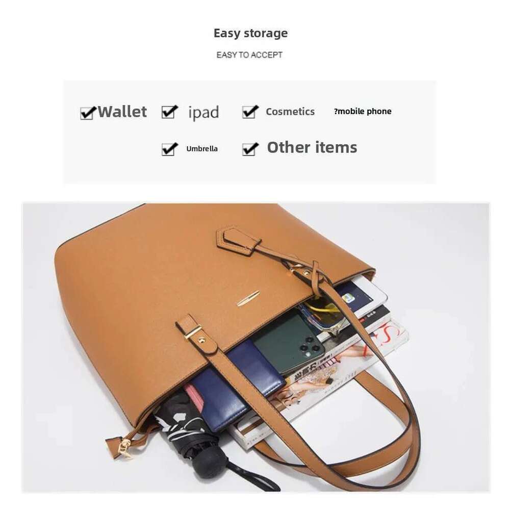 Trendy Women's Retro Handbag Simple Intellectual Shoulder Large Capacity Fashionable Four Piece Set Mother Bag