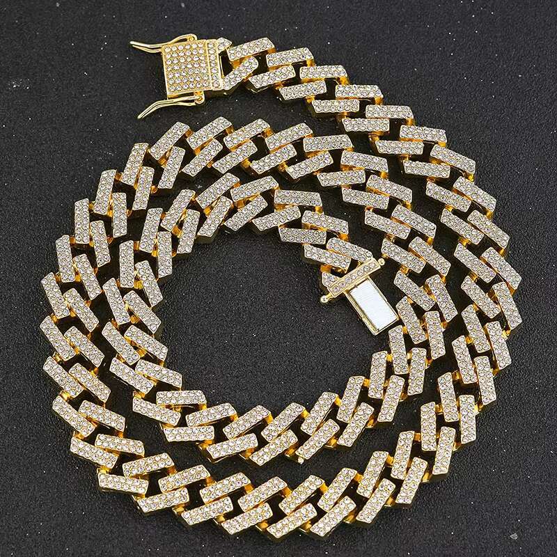Men's Choker Hip Hop Zircon Crystal Glass Stone Rap Style Necklaces High Quality Cuban Chain Full Stones Jewelry for Men