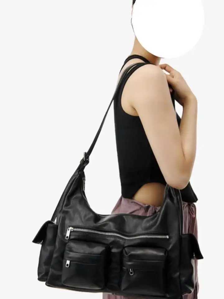 Miyaga Korean Niche Design Spicy Girl Style Motorcycle Bag Tree Pocket Cmuting Single Shoder Tote Bags for Wen Z250516